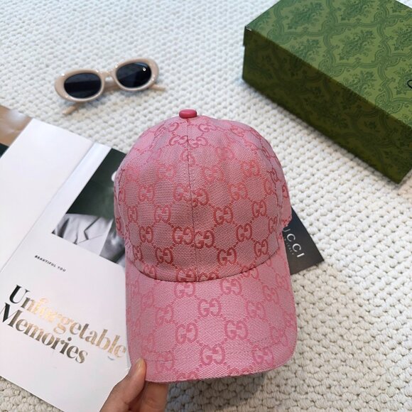 Gucci Pink Logo Pattern Ball Cap Hat - Picture 2 of 7